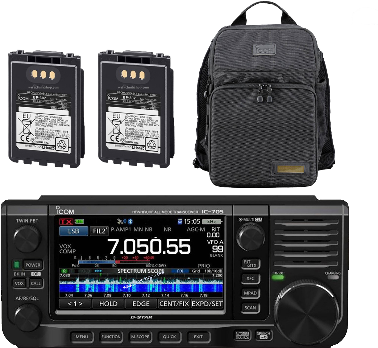 Icom IC-705 Bundle mit LC-192 & 2 x BP-307