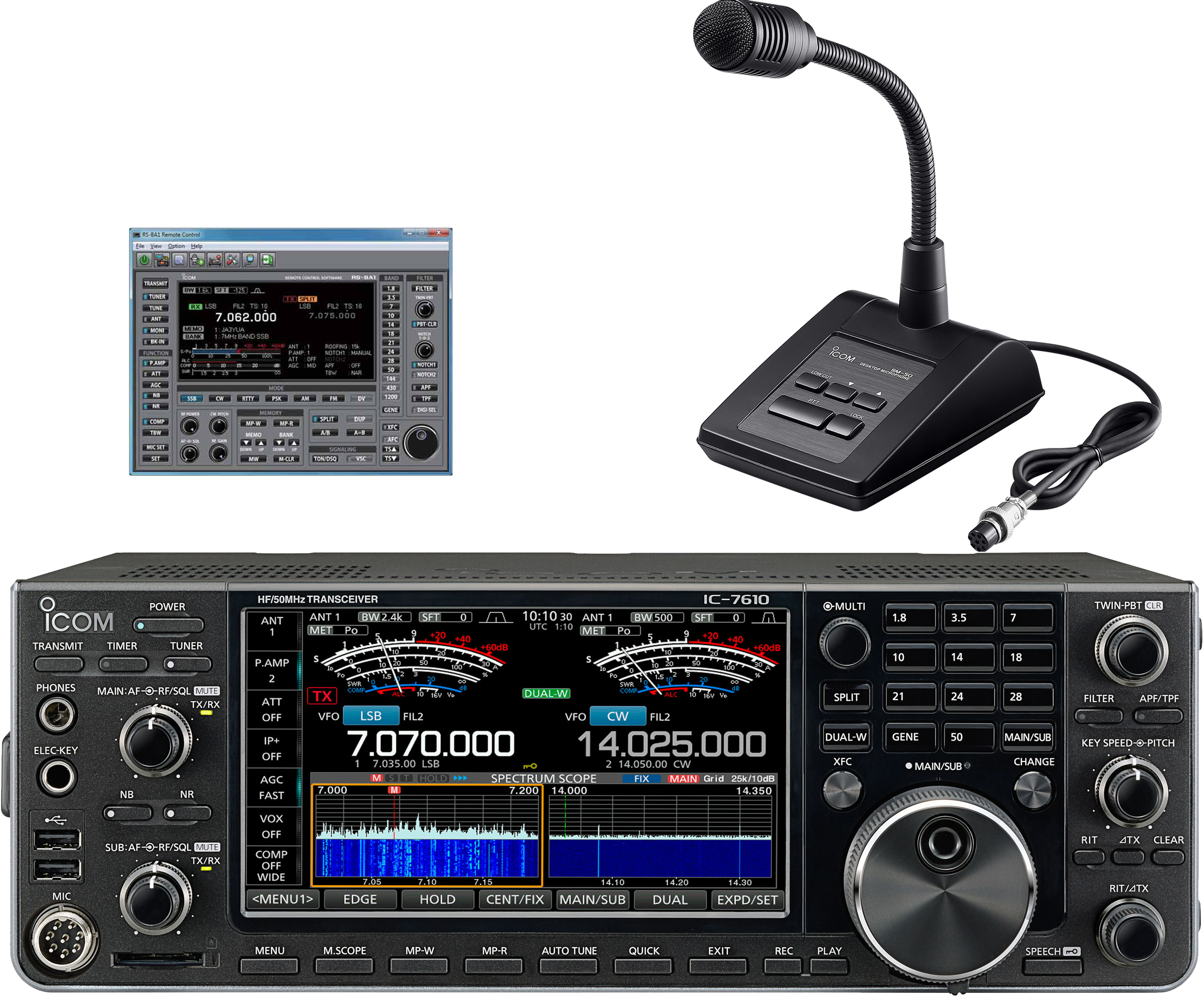 Icom IC-7610 Bundle mit SM-50 & RS-BA1 V2